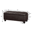 Pemberly Row Modern Storage Ottoman Bench in Espresso Faux Leather