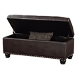 Pemberly Row Modern Storage Ottoman Bench in Espresso Faux Leather