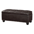 Pemberly Row Modern Storage Ottoman Bench in Espresso Faux Leather