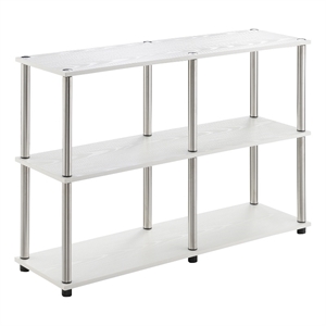 Pemberly Row No-Tools Console Table with Shelves in White Wood Finish