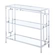 Pemberly Row Three-Tier Bookcase in Clear Glass and Chrome Metal Frame