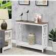 Pemberly Row Console Table with Shelf in White Wood with Driftwood Top