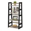 Pemberly Row Trestle Bookcase in Gray Faux Birch Wood with Black Frame
