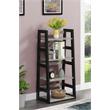 Pemberly Row Trestle Bookcase in Gray Faux Birch Wood with Black Frame
