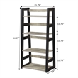 Pemberly Row Trestle Bookcase in Gray Faux Birch Wood with Black Frame