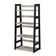 Pemberly Row Trestle Bookcase in Gray Faux Birch Wood with Black Frame