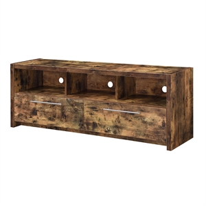 Pemberly Row 60-inch TV Stand with Cabinets and Shelves in Nutmeg Wood