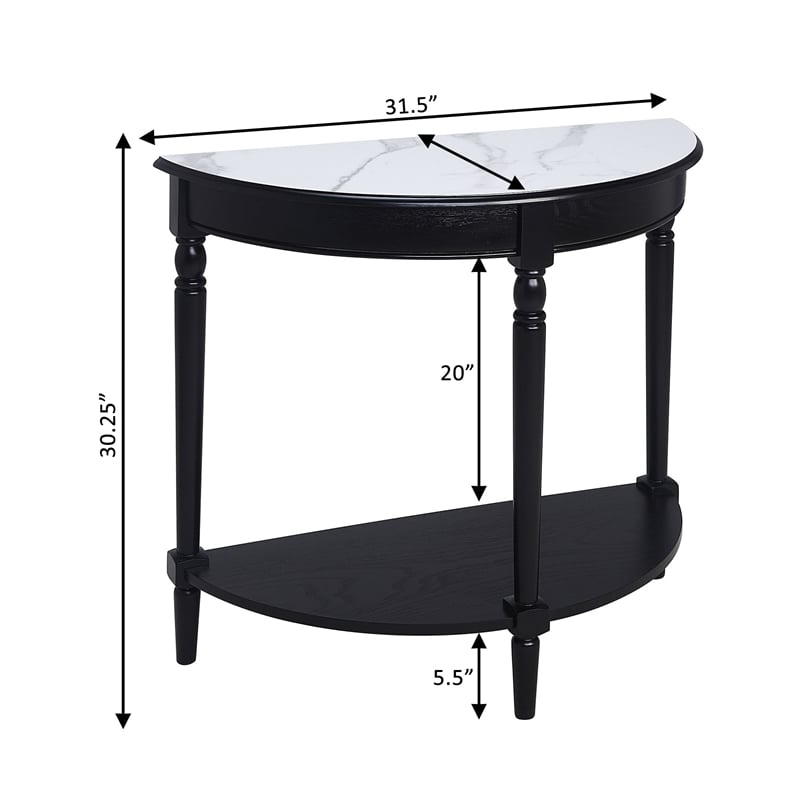 Pemberly Row Half-Round Entryway Table with Shelf in Black Wood Finish