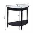 Pemberly Row Half-Round Entryway Table with Shelf in Black Wood Finish