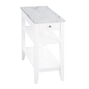 Pemberly Row One-Drawer Chairside End Table with Shelves in White Wood