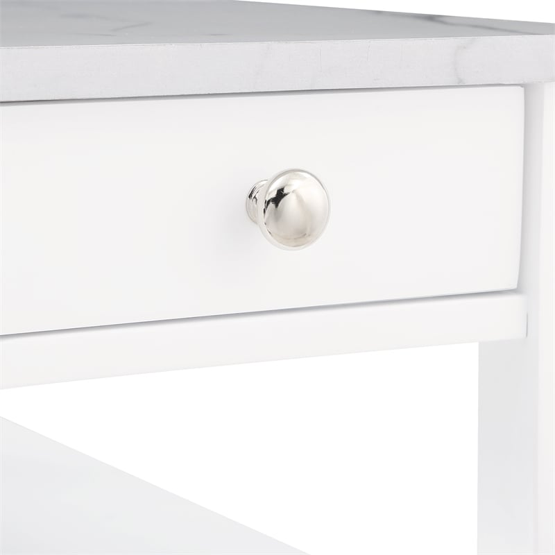 Pemberly Row One-Drawer Chairside End Table with Shelves in White Wood