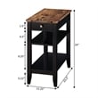Pemberly Row One-Drawer Chairside End Table with Shelves in Black Wood
