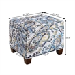 Pemberly Row Storage Ottoman in Blue Print Fabric with Solid Wood Feet