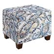 Pemberly Row Storage Ottoman in Blue Print Fabric with Solid Wood Feet