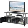 Pemberly Row TV Stand with Three Storage Cabinets and Shelf in Gray Wood