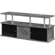 Pemberly Row TV Stand with Three Storage Cabinets and Shelf in Gray Wood