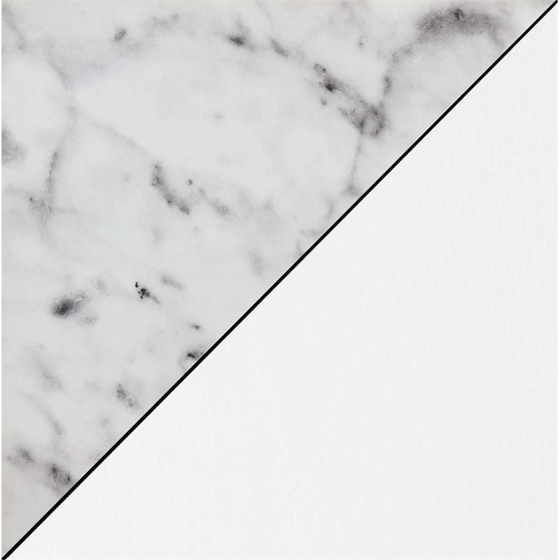 Pemberly Row Five-Tier Corner Bookshelf in White Faux Marble Wood Finish