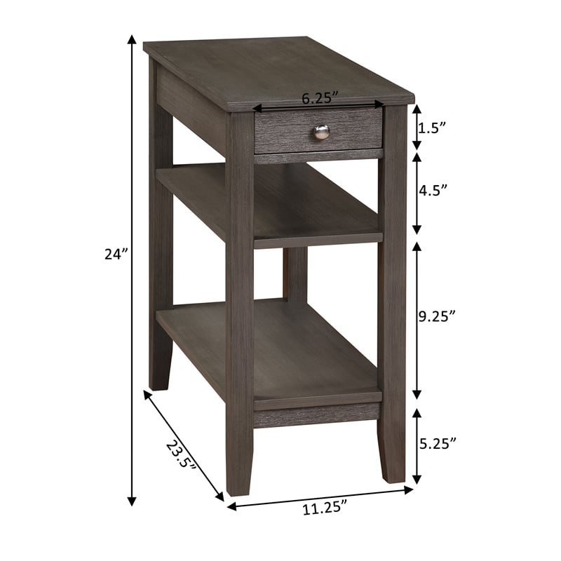pemberly row one-drawer end table w/charging station in gray wood finish