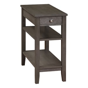 Pemberly Row One-Drawer End Table w/Charging Station in Gray Wood Finish