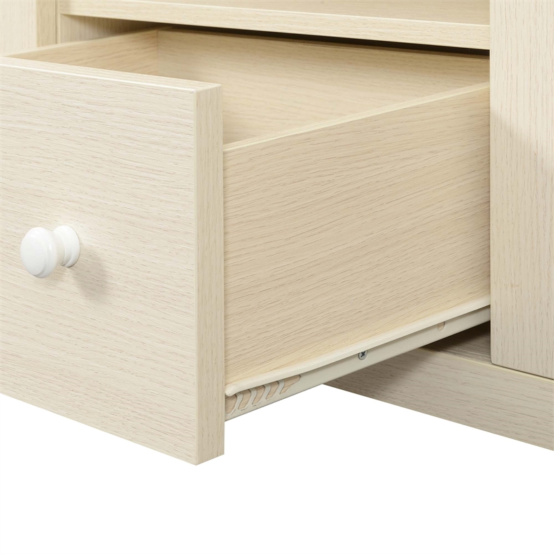 Pemberly Row One-Drawer TV Stand with Cabinets and Shelves in Ivory Wood