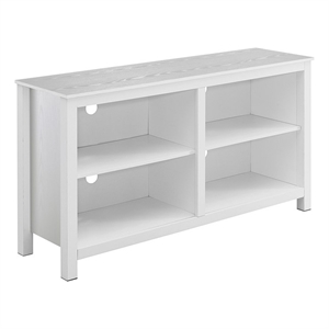 Pemberly Row TV Stand with Shelves for TVs up to 65 Inches in White Wood