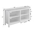 Pemberly Row TV Stand with Shelves for TVs up to 65 Inches in White Wood