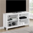 Pemberly Row TV Stand with Shelves for TVs up to 65 Inches in White Wood