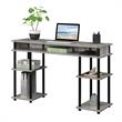 Pemberly Row No-Tools Student Desk with Shelves in Light Gray Wood Finish