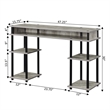 Pemberly Row No-Tools Student Desk with Shelves in Light Gray Wood Finish