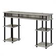 Pemberly Row No-Tools Student Desk with Shelves in Light Gray Wood Finish