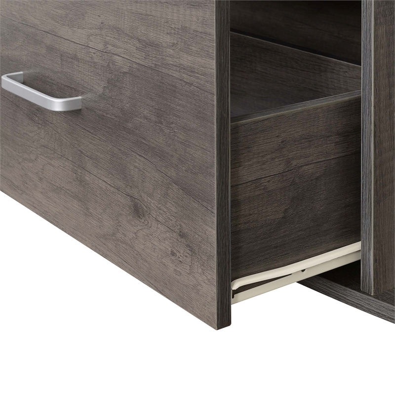 Pemberly Row 60-inch One-Drawer TV Stand with Shelves in Gray Wood Finish