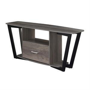 Pemberly Row 60-inch One-Drawer TV Stand with Shelves in Gray Wood Finish