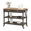 Pemberly Row Three-Tier Butcher Block Kitchen Cart w/Drawers in Gray Wood