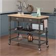 Pemberly Row Three-Tier Butcher Block Kitchen Cart w/Drawers in Gray Wood