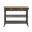 Pemberly Row Three-Tier Butcher Block Kitchen Cart w/Drawers in Gray Wood