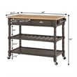 Pemberly Row Three-Tier Butcher Block Kitchen Cart w/Drawers in Gray Wood