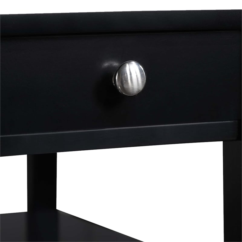 Pemberly Row One-Drawer End Table w/Charging Station in Black Wood Finish