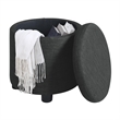 Pemberly Row Round Accent Storage Ottoman w/Reversible Lid in Gray Fabric