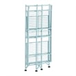 Pemberly Row Three-Tier Folding Metal Shelf with Seafoam Blue Metal Frame