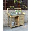 Pemberly Row Deluxe Potting Bench with Cabinet- Natural Fir Wood Finish