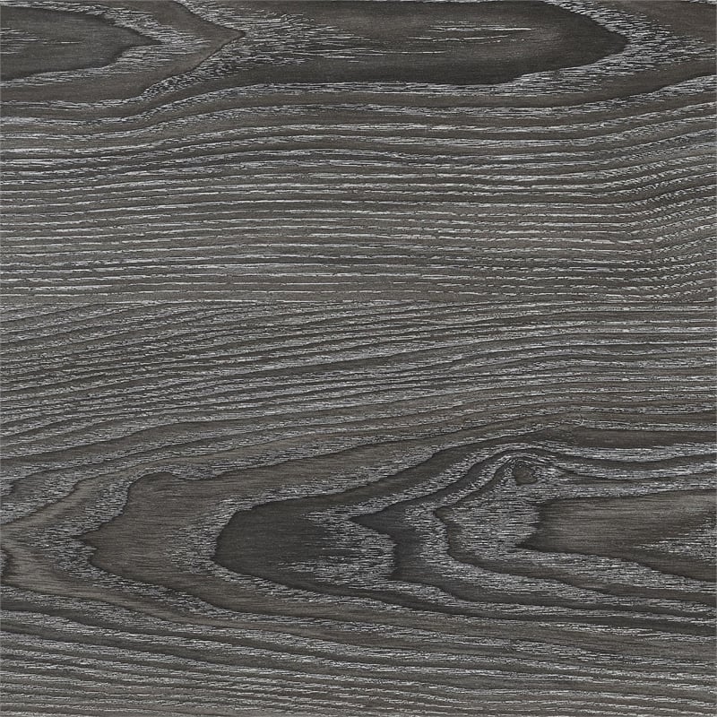 Pemberly Row Trestle Desk in Weathered Gray Wood with Black Metal Frame