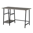 Pemberly Row Trestle Desk in Weathered Gray Wood with Black Metal Frame