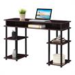 Pemberly Row No-Tools Student Desk with Shelves in Espresso Wood Finish