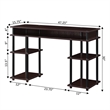 Pemberly Row No-Tools Student Desk with Shelves in Espresso Wood Finish