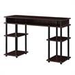 Pemberly Row No-Tools Student Desk with Shelves in Espresso Wood Finish