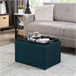 Pemberly Row Accent Storage Ottoman with Reversible Tray in Blue Fabric