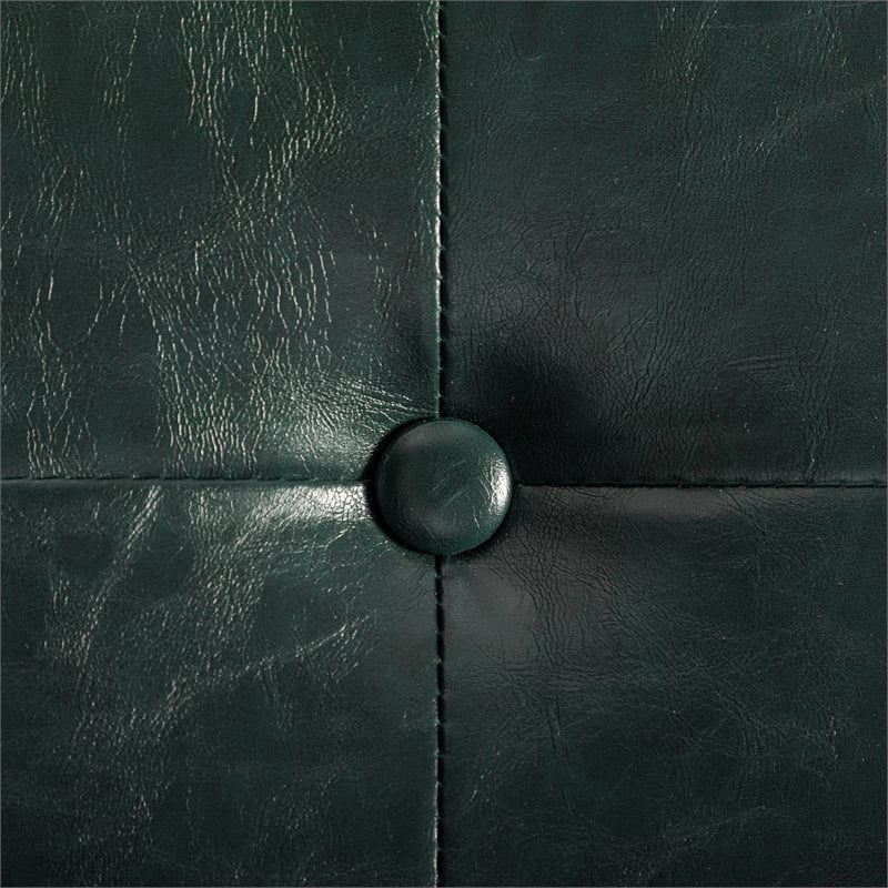 Pemberly Row Accent Chair in Green Faux Leather and Espresso Wood Frame