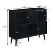Pemberly Row Storage 3x2 Three-Door Cabinet Console Table in Black Wood