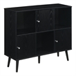 Pemberly Row Storage 3x2 Three-Door Cabinet Console Table in Black Wood