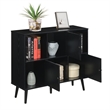 Pemberly Row Storage 3x2 Three-Door Cabinet Console Table in Black Wood